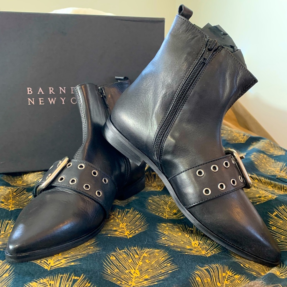 Barneys New York Leather Buckle Boot